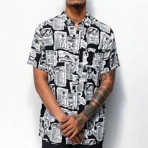 Empyre Tate Newspaper Print Button Up Shirt - sz Medium